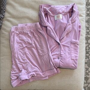 In My Sundays Soft Lavender Women's Pajama Set - Cozy Button-Up Top & Shorts